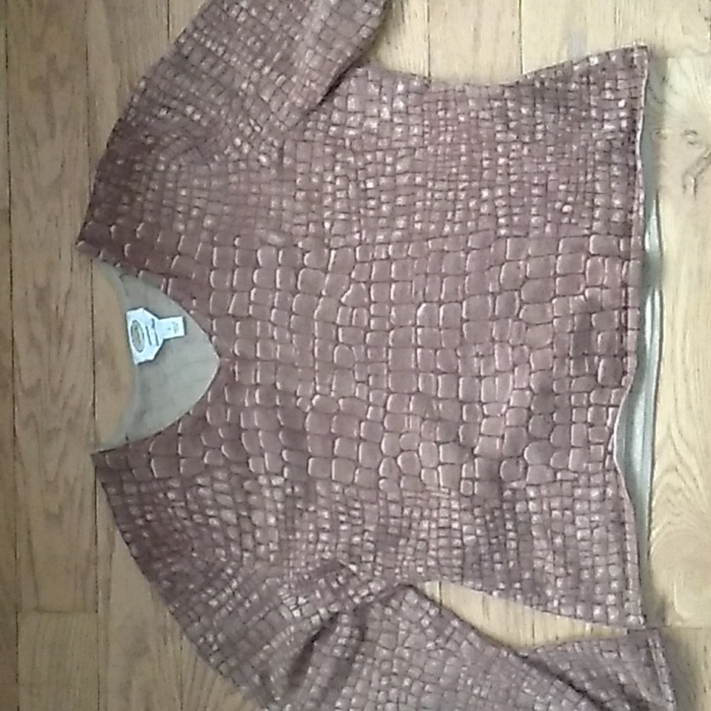 ⚜️ Vintage Talbots Cashmere Silk SWEATER Blend Brown Alligator Pattern Size Lg
